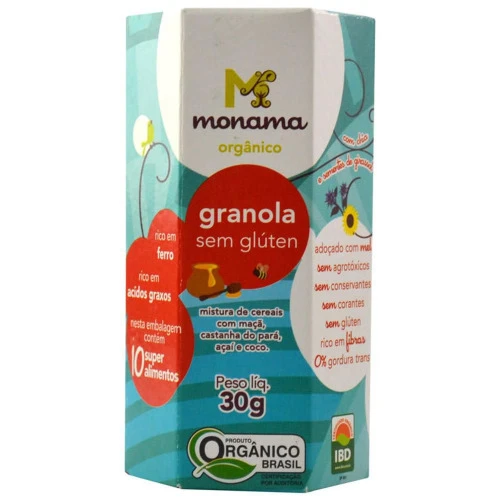 GRANOLA MEL SEM GLÚTEN 30G MONAMA