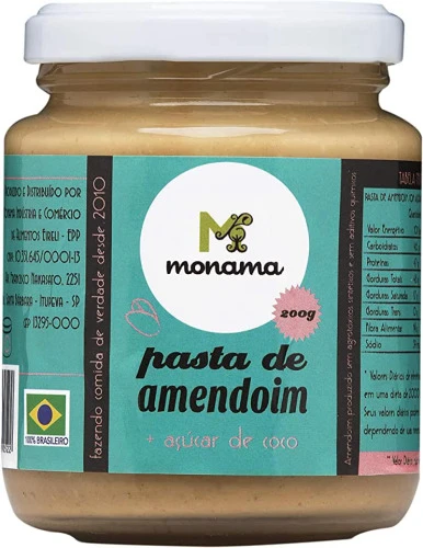 PASTA DE AMENDOIM SAUDÁVEL AÇÚCAR DE COCO MONAMA 200G