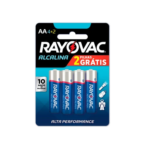 PILHA RAYOVAC ALCALINA LEVE6PAGUE4 AA PEQ
