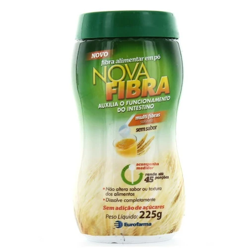 NOVAFIBRA PÓ 225G FIBRAS PREBIÓTICAS VEGETAIS MULTIFIBRAS SOLÚVEIS SEM SABOR ACOMPANHA MEDIDOR RE