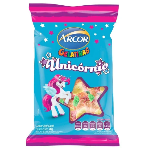 BALA GELATINA ARCOR 70G UNICORNIO