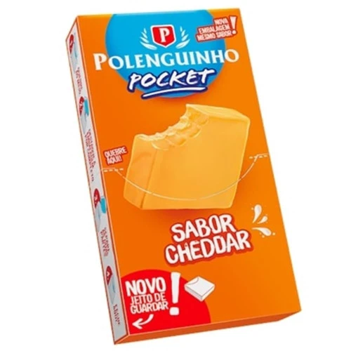 QUEIJO PROCESSADO POLENGUINHO CHEDDAR POCKET 34G COM 2 UNIDADES