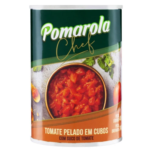 TOMATE PELADO EM CUBOS POMAROLA CHEF LATA 400G