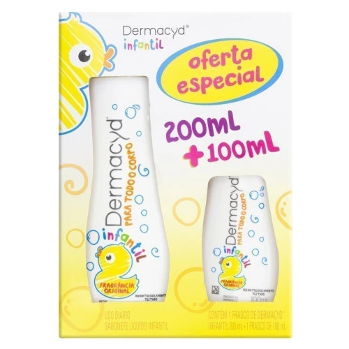 SABONETE LÍQUIDO ÍNTIMO INFANTIL DERMACYD 200ML GRÁTIS 1 FRASCO DE 100ML