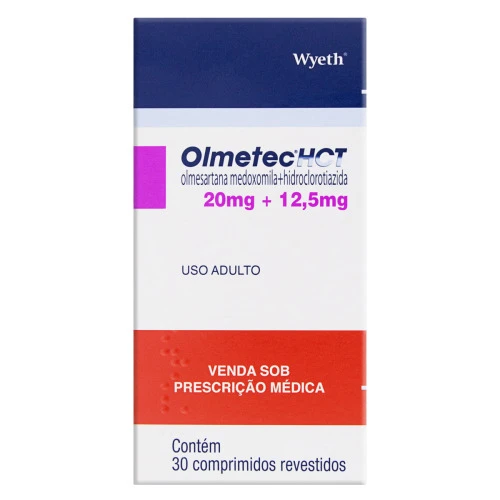 OLMETEC HCT OLMESARTANA MEDOXOMILA 20MG HIDROCLOROTIAZIDA 12 5MG WYETH CAIXA 30 COMPRIMIDOS REVESTIDOS