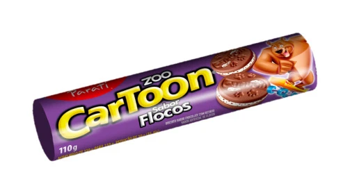 BISCOITO CHOCOLATE RECHEIO FLOCOS ZOO CARTOON PACOTE 110G