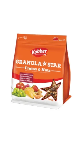 GRANOLA KOBBER STAR 500G FRUTAS E NUTS