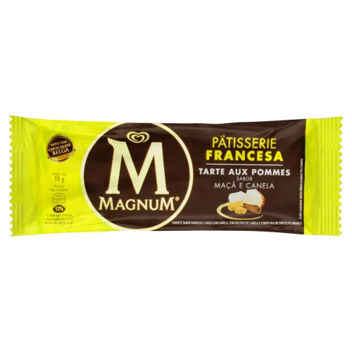 SORVETE MAÇÃ E CANELA MAGNUM PÂTISSERIE FRANCESA PACOTE 78G