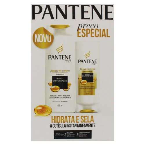KIT SHAMPOO 400ML CONDICIONADOR 200ML PANTENE HIDRO CAUTERIZAÇÃO