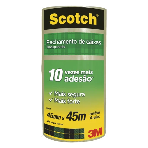 FITA EMPACOTAMENTO TRANSPARENTE SCOTCH 45MM X 45M 4 UNIDADES