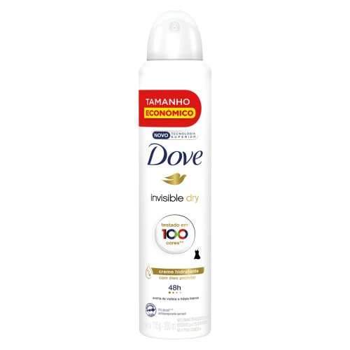 ANTITRANSPIRANTE AEROSSOL INVISIBLE DRY VIOLETA E FRÁSIA BRANCA DOVE 200ML TAMANHO ECONÔMICO