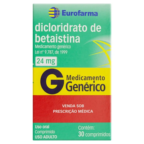DICLORIDRATO DE BETAISTINA 24MG EUROFARMA CAIXA 30 COMPRIMIDOS
