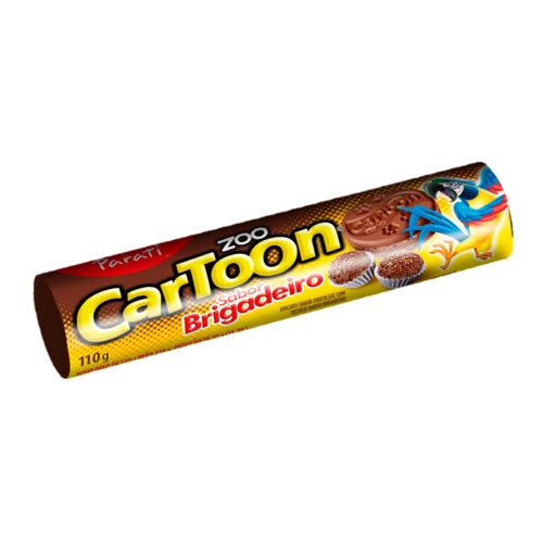 BISCOITO CHOCOLATE RECHEIO BRIGADEIRO ZOO CARTOON PACOTE 110G