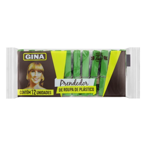 PRENDEDOR DE ROUPA PLÁSTICO GINA 12 UNIDADES
