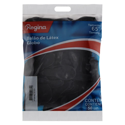 BALÃO DE LÁTEX PRETO REGINA 65 PACOTE 50 UNIDADES