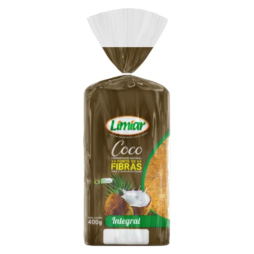 PÃO INTEGRAL COCO LIMIAR PACOTE 400G