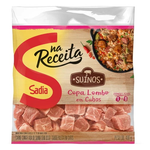 COPA LOMBO SUÍNO EM CUBOS SADIA CONGELADO PACOTE 400G