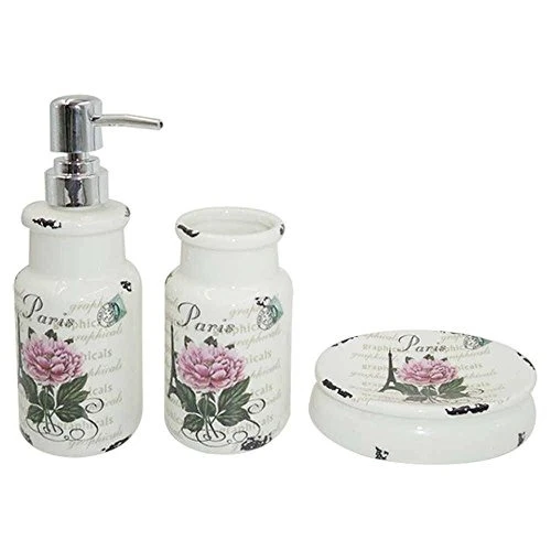 KIT 3PCS BANHEIRO URBAN PARIS FLOWER