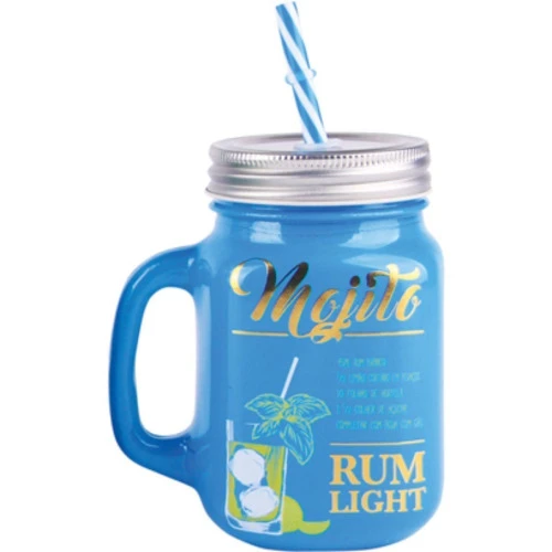 JARRA DE VIDRO COM CANUDO DRINK 500ML