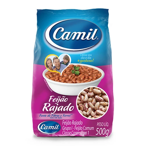 FEIJÃO RAJADO TIPO 1 CAMIL PACOTE 500G