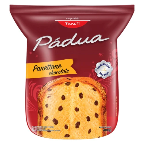 PANETTONE COM GOTAS DE CHOCOLATE PÁDUA PACOTE 400G