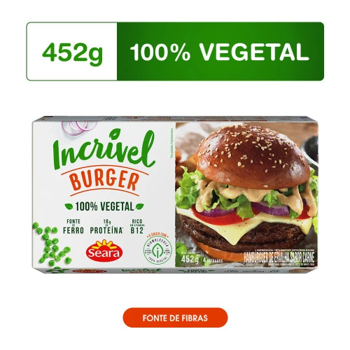 HAMBURGUER DE ERVILHA INCRÍVEL SEARA 452G SABOR CARNE
