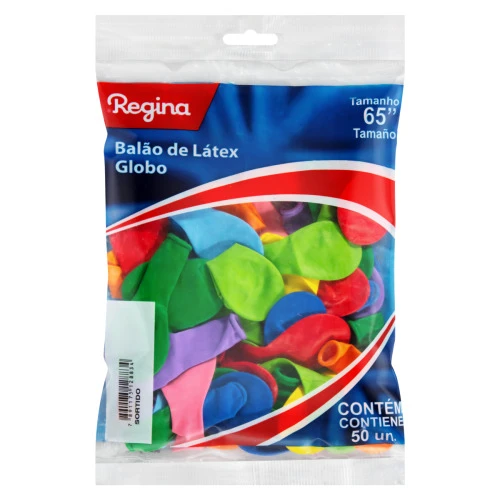 BALÃO DE LÁTEX SORTIDO REGINA 65 PACOTE 50 UNIDADES