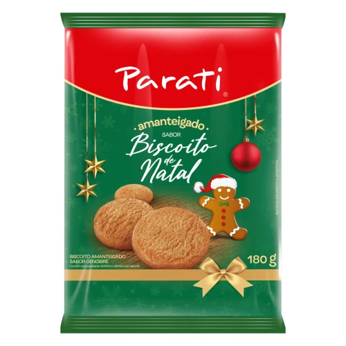 BISCOITO AMANTEIGADO DE NATAL PARATI PACOTE 180G