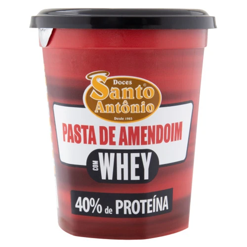 PASTA DE AMENDOIM COM WHEY ZERO AÇÚCAR SANTO ANTÔNIO POTE 500G