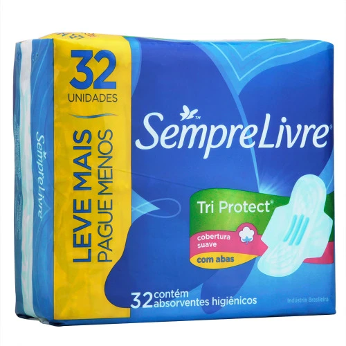 ABSORVENTE SEMPRE LIVRE TRI PROTECT COM ABAS 32 UNIDADES