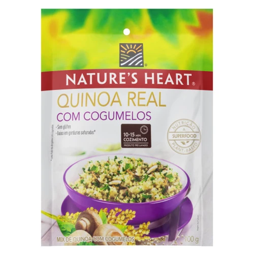 QUINOA REAL COM COGUMELOS NATURES HEART POUCH 100G