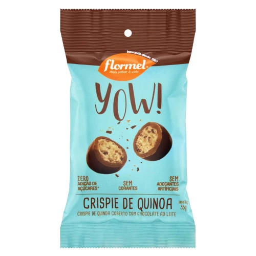 CRISPIE DE QUINOA COBERTURA CHOCOLATE AO LEITE FLORMEL YOW PACOTE 35G