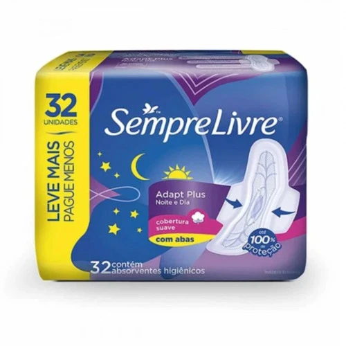 ABSORVENTE SEMPRE LIVRE MAX SUAVE NOTURNO COBERTURA SUAVE COM ABAS LEVE 32 PAGUE 24 UNIDADES