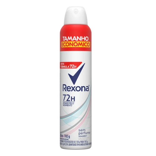 ANTITRANSPIRANTE AEROSSOL SEM PERFUME REXONA 200ML TAMANHO ECONÔMICO