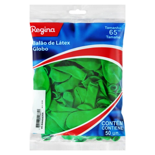 BALÃO DE LÁTEX VERDE REGINA 65 PACOTE 50 UNIDADES