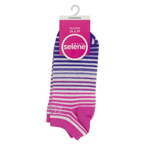 MEIA FEMININA CANO CURTO PINK E ROXA SELENE Nº 34 A 39