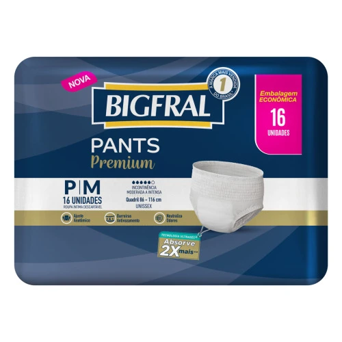 FRALDA BIGFRAL PANTS P/M 16 UNIDADES