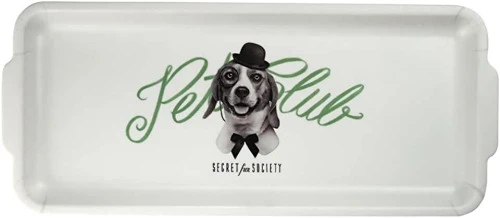 BANDEJA RETANGULAR PET CLUB BRANCA EM MELAMINA 35X15 CM
