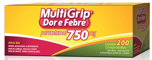 MULTIGRIP DOR E FEBRE 750MG CAIXA 200 COMP EMB MULT
