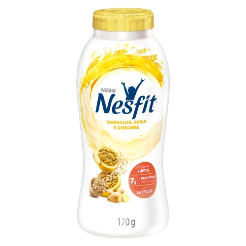 IOGURTE DESNATADO MARACUJÁ AVEIA E GENGIBRE ZERO LACTOSE NESTLÉ NESFIT FRASCO 170G