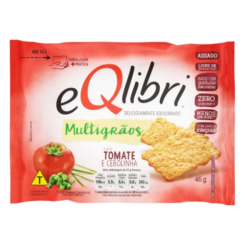 BISCOITO TOMATE E CEBOLINHA EQLIBRI MULTIGRÃOS PACOTE 45G