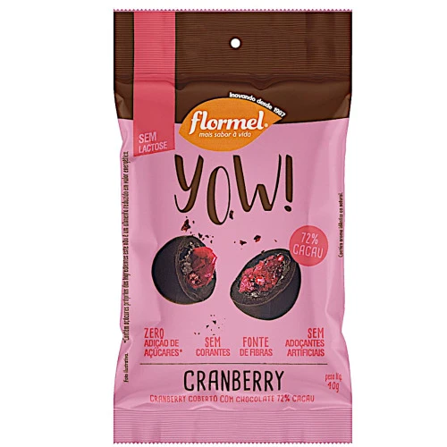 CHOCOLATE YOW FLORMEL 40G 72% CACAU CRAMBERRY