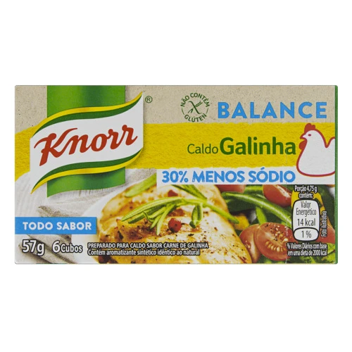 CALDO EM TABLETE GALINHA KNORR BALANCE CAIXA 57G 6 UNIDADES