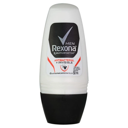DESODORANTE ANTITRANSPIRANTE REXONA MASCULINO ROLL ON ANTIBACTERIAL + INVISIBLE 50ML