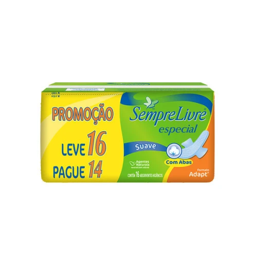 SEMPRE LIVRE ESPECIAL ADAPTADOR SUAVE LEVE 16 PAGUE 14 COM ABAS 16 UNIDADES