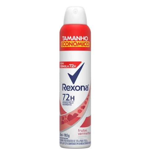 ANTITRANSPIRANTE AEROSSOL FRUTAS VERMELHAS REXONA 200ML TAMANHO ECONÔMICO