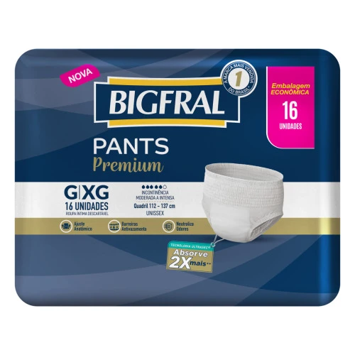 ROUPA ÍNTIMA DESCARTÁVEL BIGFRAL GD/XG 16 UNIDADES