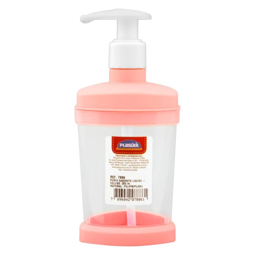 PORTA SABONETE LÍQUIDO ROSA QUARTZO 250ML PLASÁTIL