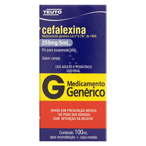 CEFALEXINA 250MG 5ML CEREJA TEUTO CAIXA 100ML COPO MEDIDA