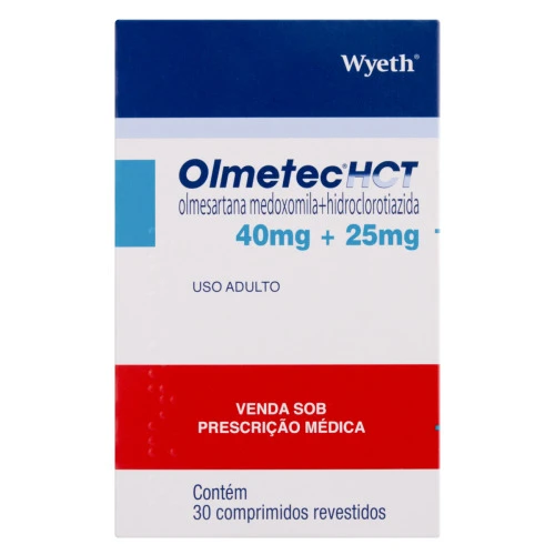 OLMETEC HCT OLMESARTANA MEDOXOMILA 40MG HIDROCLOROTIAZIDA 25MG WYETH CAIXA 30 COMPRIMIDOS REVESTIDOS